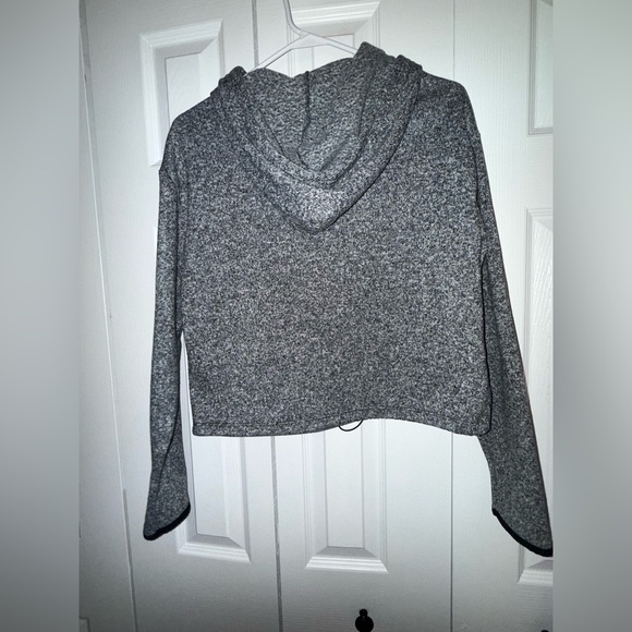 Victoria's Secret Pink Hoodie Sweater Knit Crop Pullover Sweatshirt (M, Gray) - Picture 5 of 5